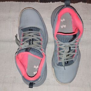Under Armour Light Gray and Coral Charged Gemini 2020 Running Trainers Sneaker